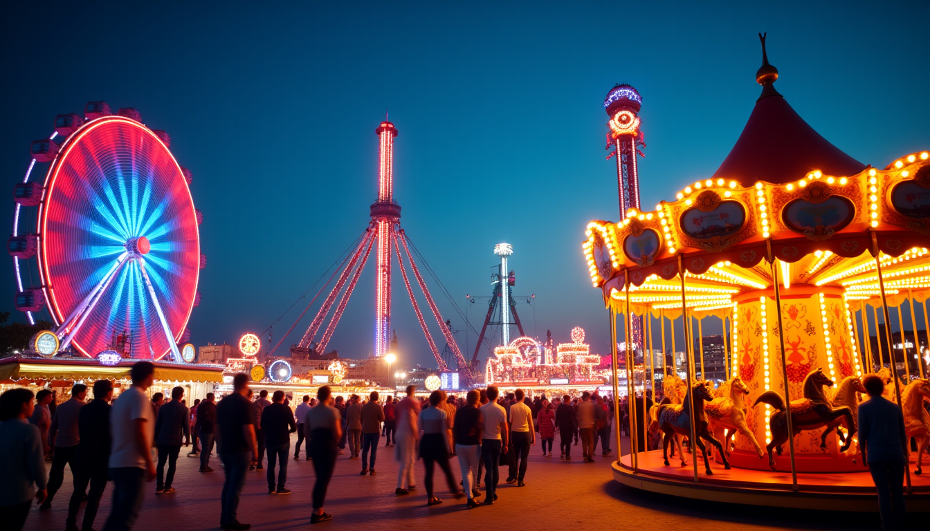 Attractions et manèges de la fête foraine de la Foire de Tours