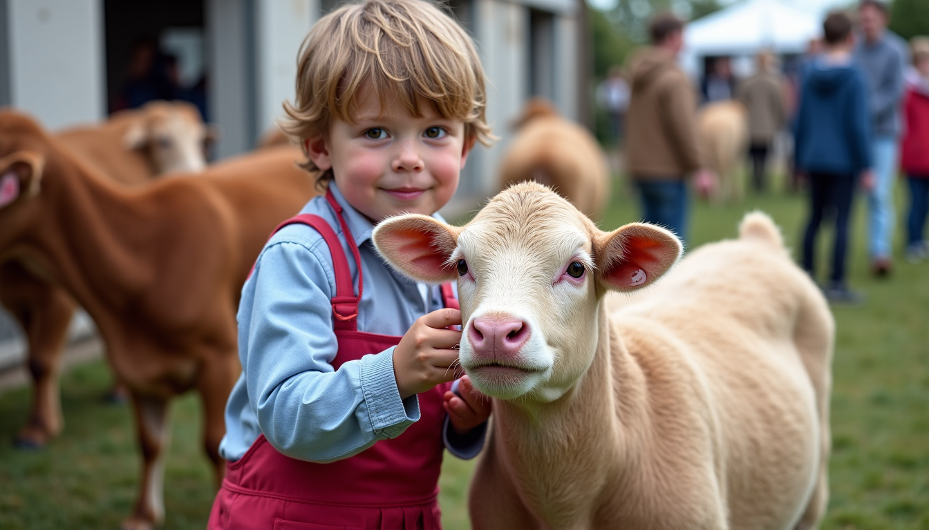 Enfants découvrant les animaux de la ferme lors de la Foire au Jambon de Bayonne