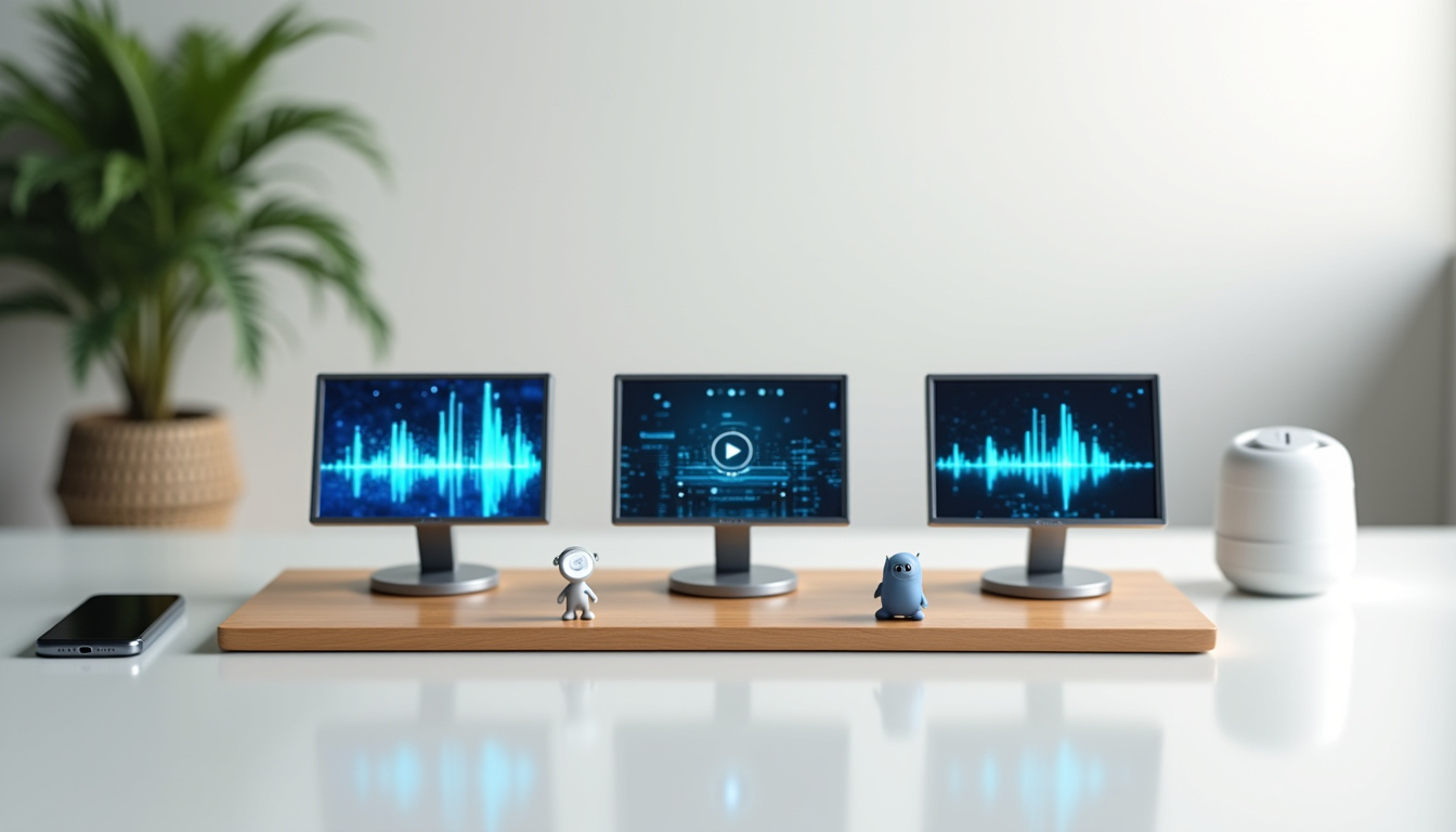 Illustration d’un planificateur média analysant des données sur plusieurs écrans représentant différents canaux digitaux