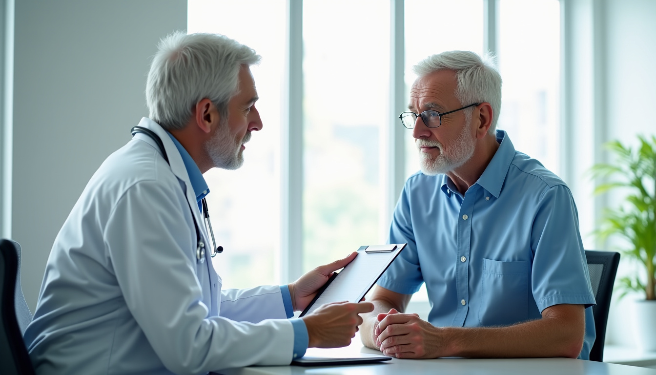 Médecin consultant un patient âgé lors d