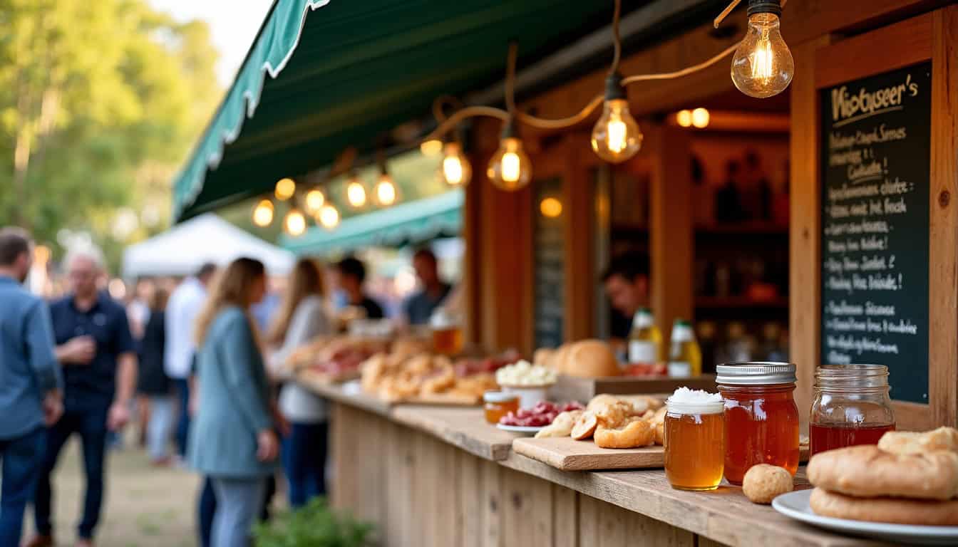 Stand de restauration locale à la Fête des Bières de Nancy avec produits du terroir