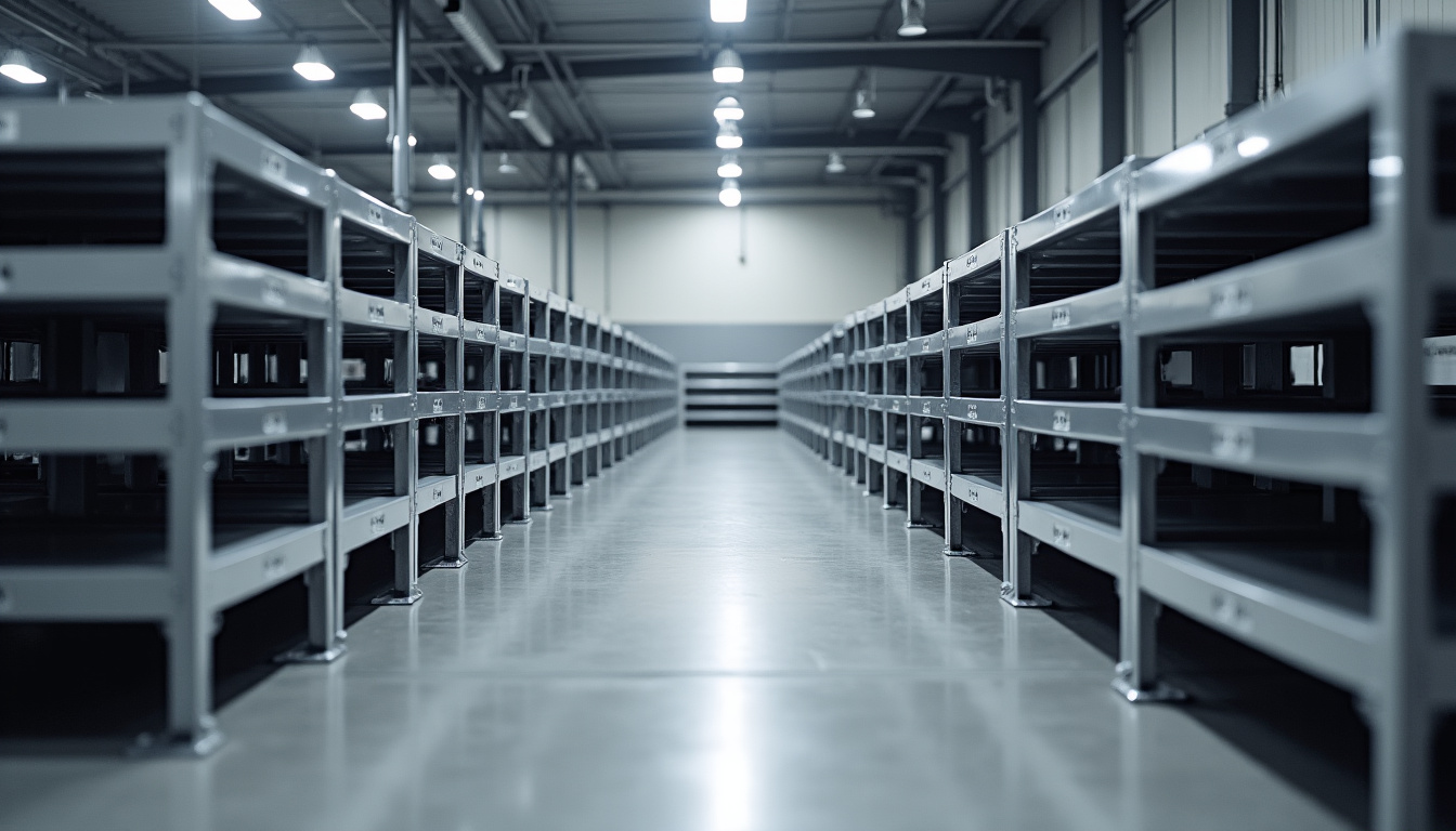 Stockage de modules de podiums dans un entrepôt de collectivité