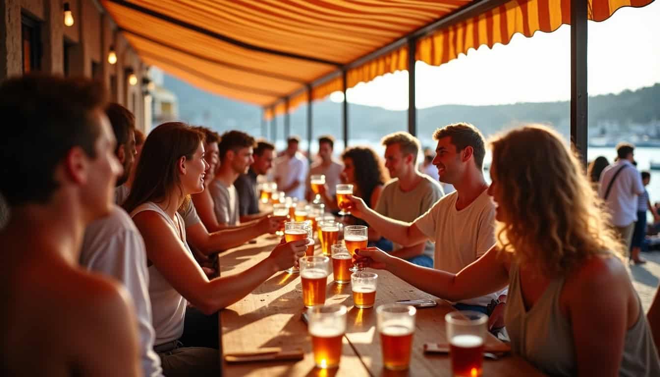 Dégustation de bière lors du Bastia Beer Festival, avec visiteurs et brasseurs en interaction