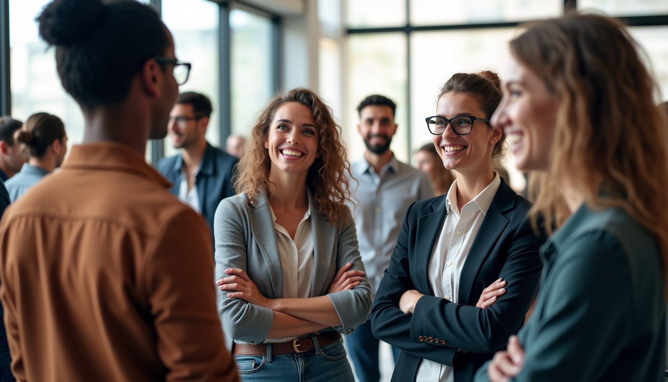 Groupe de professionnels échangeant lors d