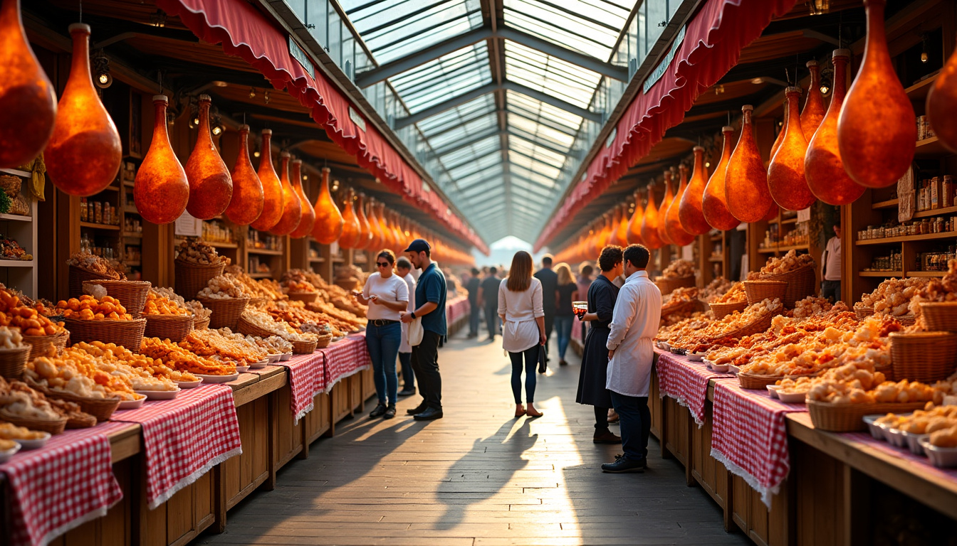 Intérieur du marché couvert de Bayonne durant la Foire au Jambon