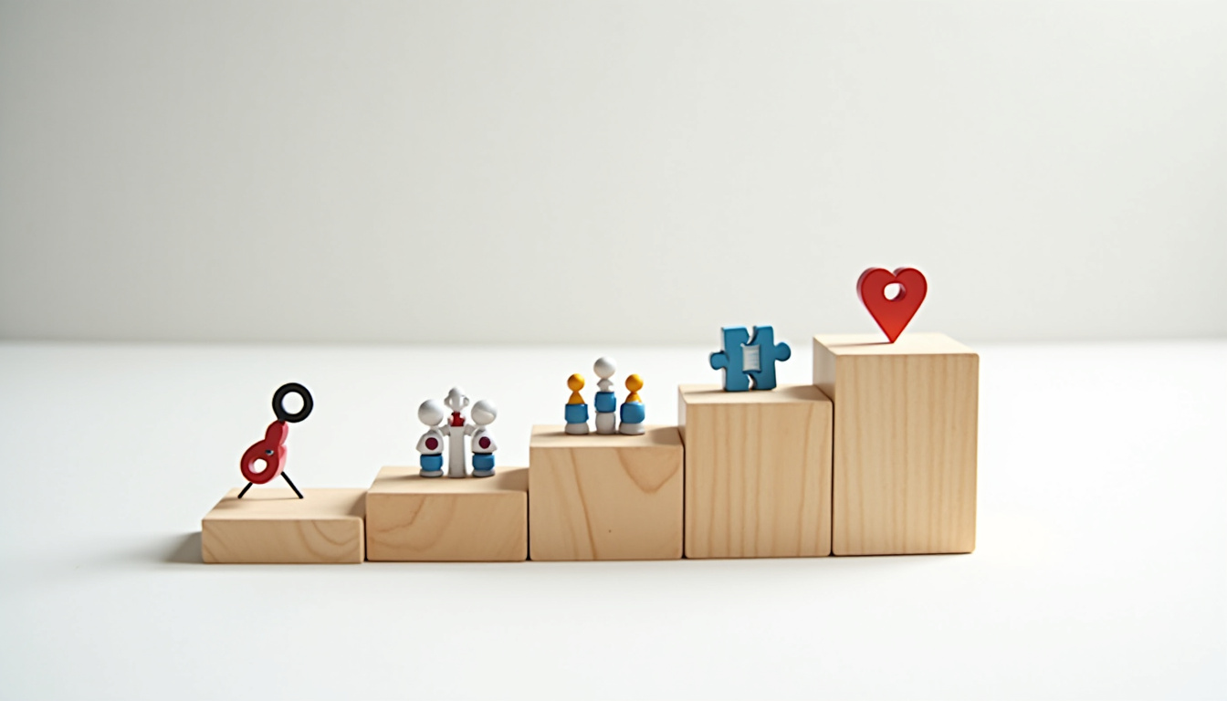 Infographie des 5 étapes pour définir un positionnement marketing: analyse du marché, définition du public cible, offre différenciante, message de marque, communication cohérente