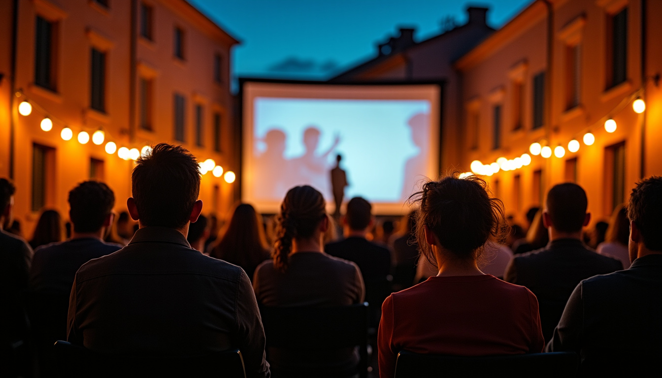 Projection publique du festival Les Yeux Docs à Toulouse avec public attentif et réalisateur sur scène