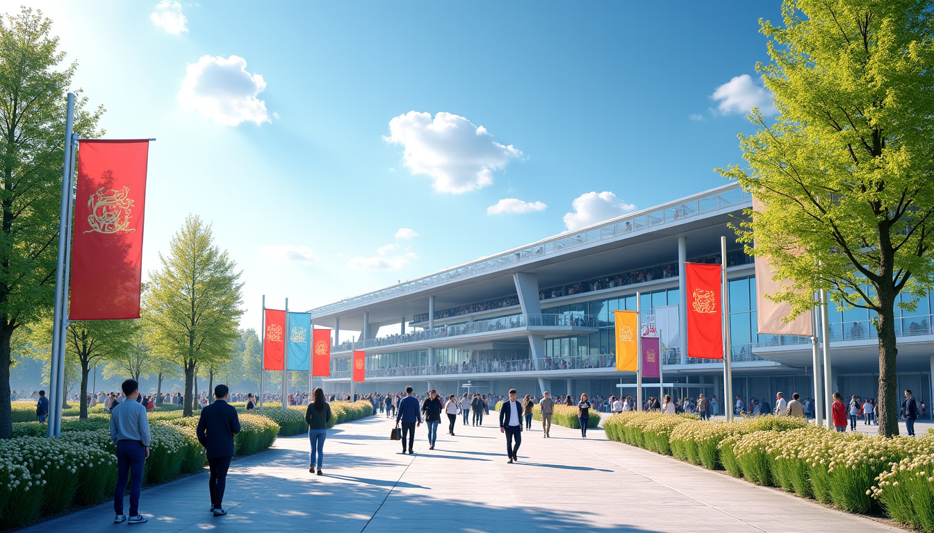 Vue extérieure du Parc des Expositions de Caen pendant la Foire Internationale